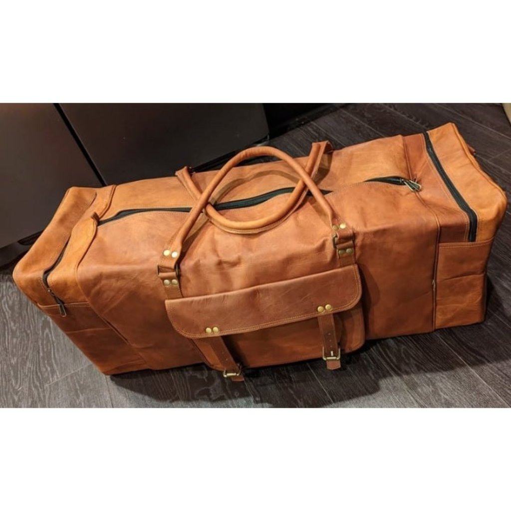 New Leather Duffle Bag For Men & Women, Overnight Weekender Garment Duffel Bag